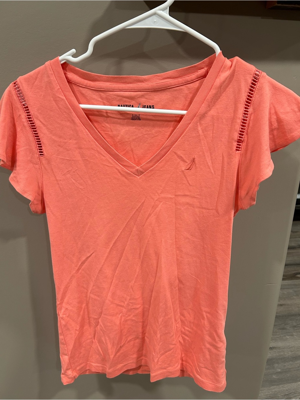 Nautica Jeans Coral V-Neck Short Sleeve Top